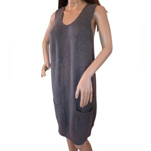 Vince Women's Sweater Dress L Grey Wool Blend Lagenlook Minimalist